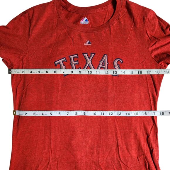Majestic Red Short Sleeve "TEXAS" T Shirt sz L - Picture 6 of 9